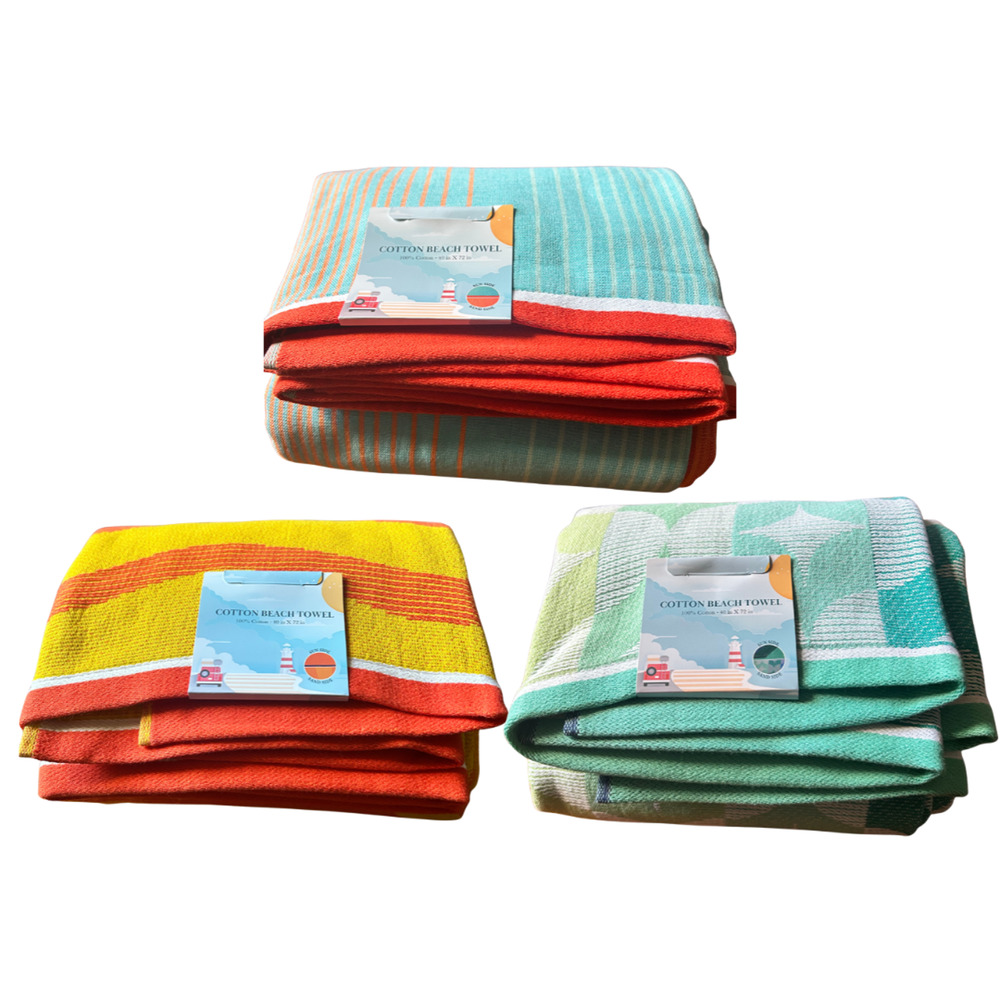 3 Pack Beach Towels 40x72 100% Cotton Large Pool Towels Soft Quick Dry